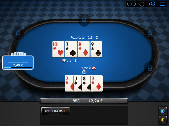 Flop Rainbow en una partida de poker Omaha